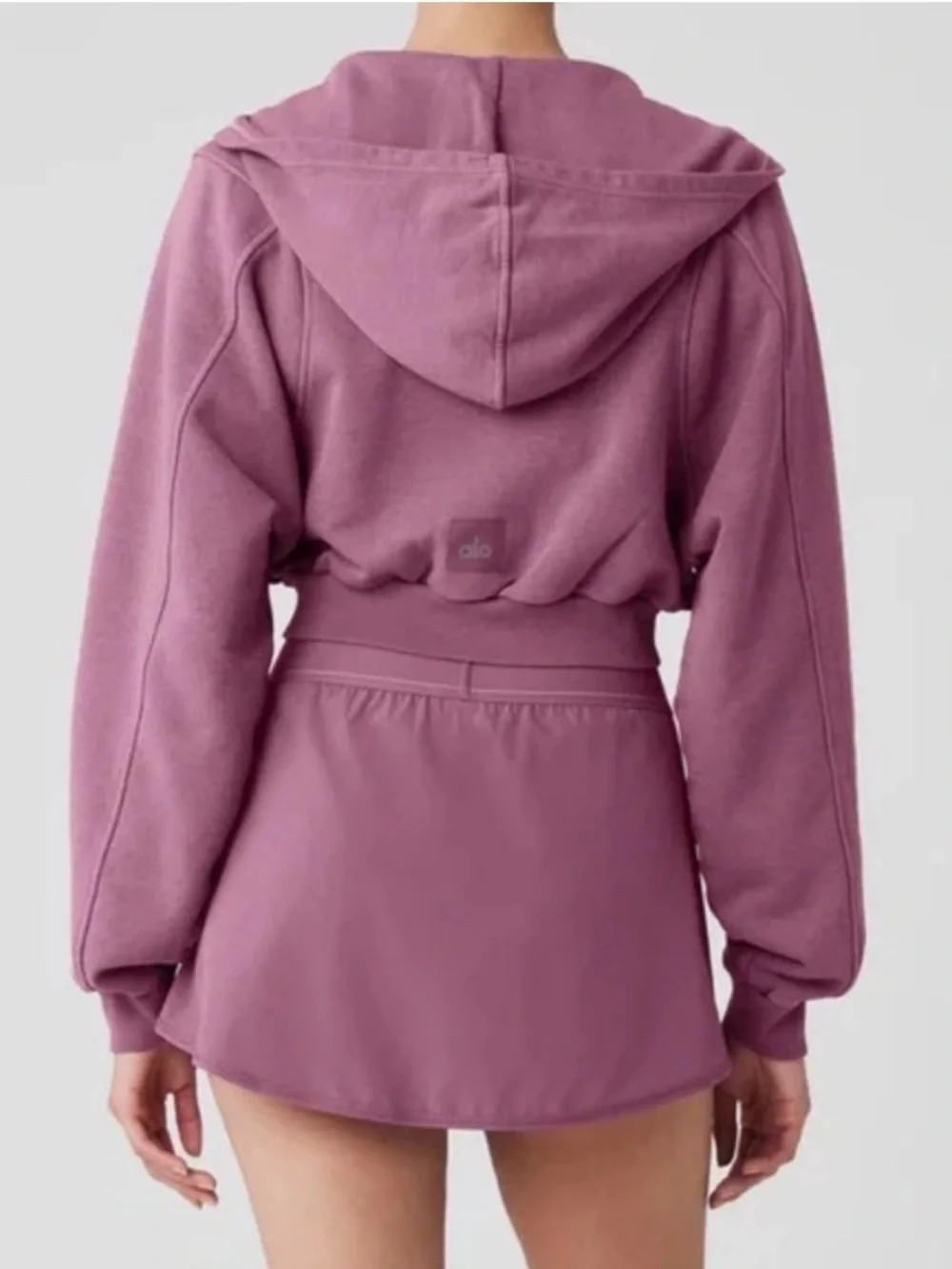 ALO Yoga Crop Hoodie XS Soft Mullberry Wash